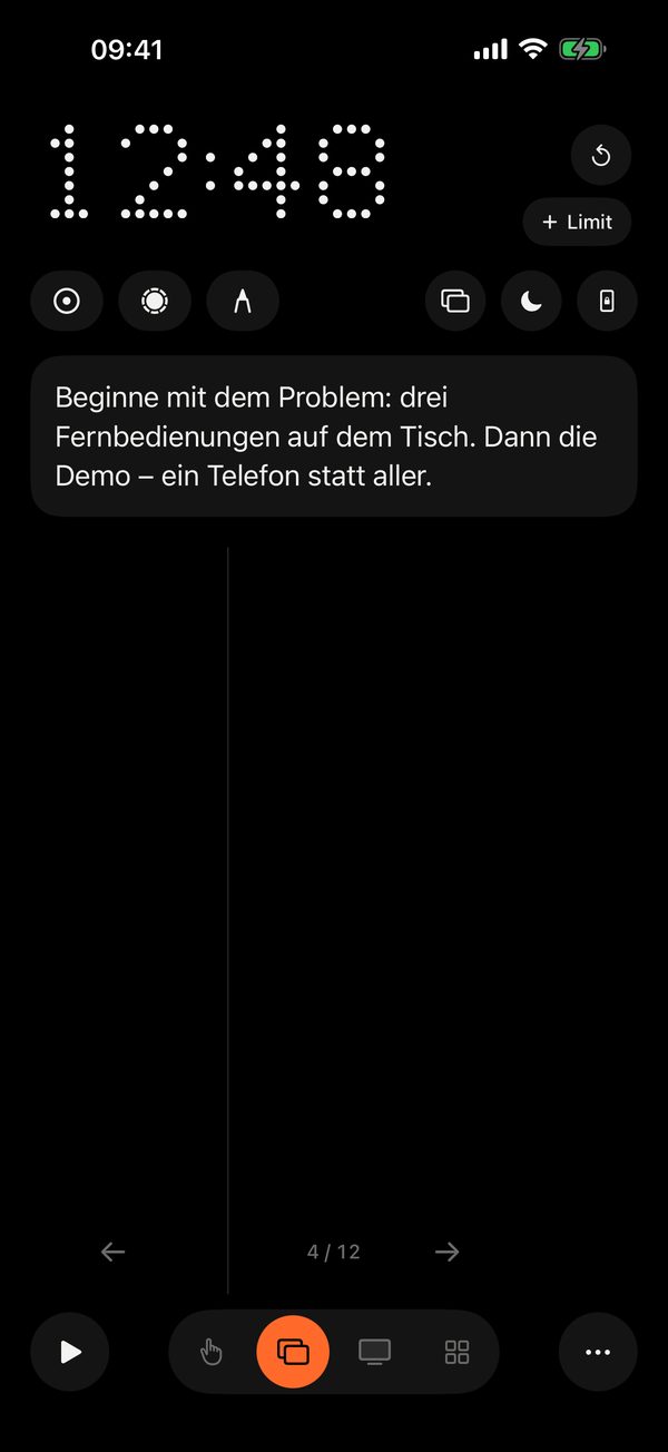 Remolo auf dem iPhone, Modus Folien