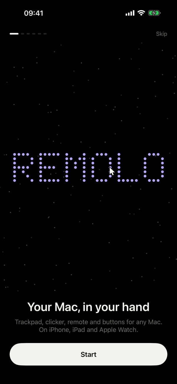 Remolo welcome screen