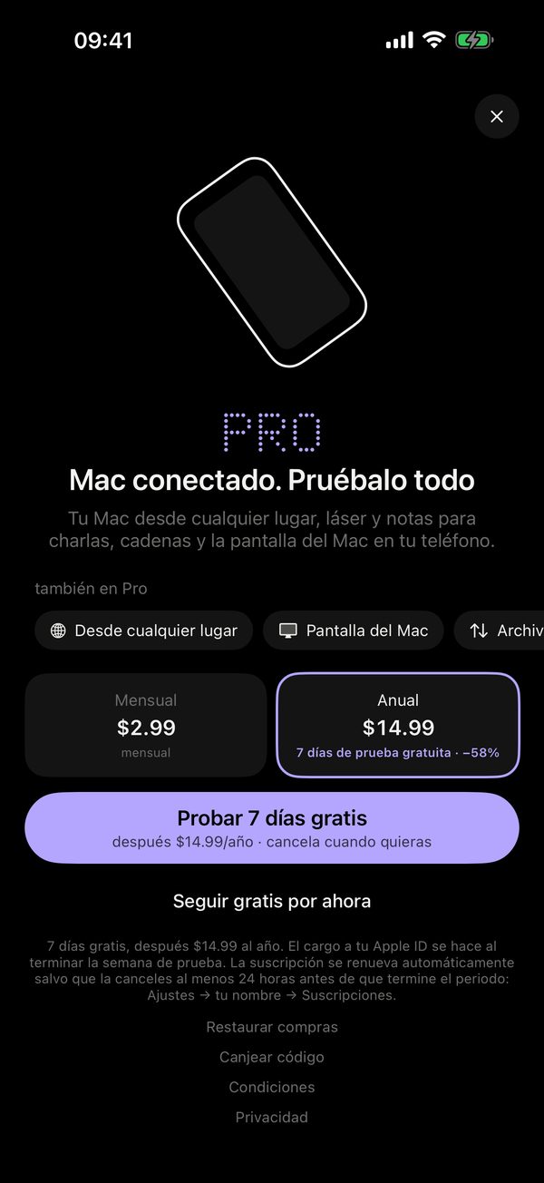 La pantalla de Remolo Pro