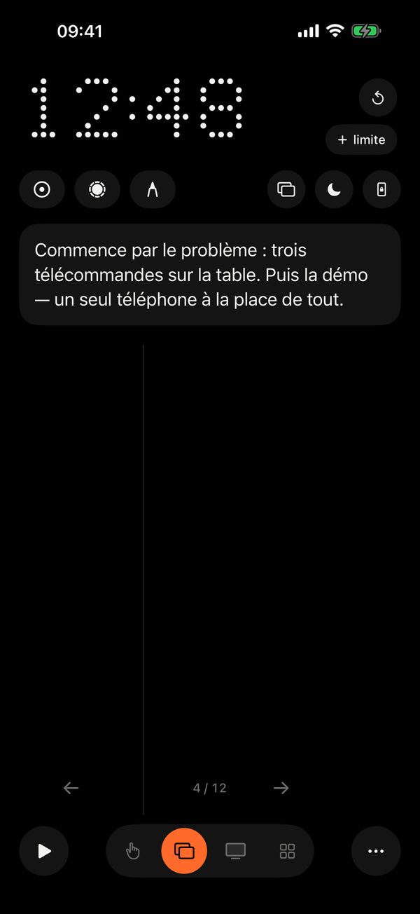 Remolo sur iPhone, mode Diapos